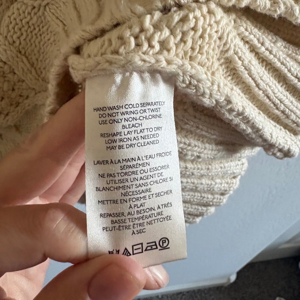 Free People Driftwood Cable Polo Ivory Half Zip Oversized Sweater OB1590762 S - Picture 9 of 10